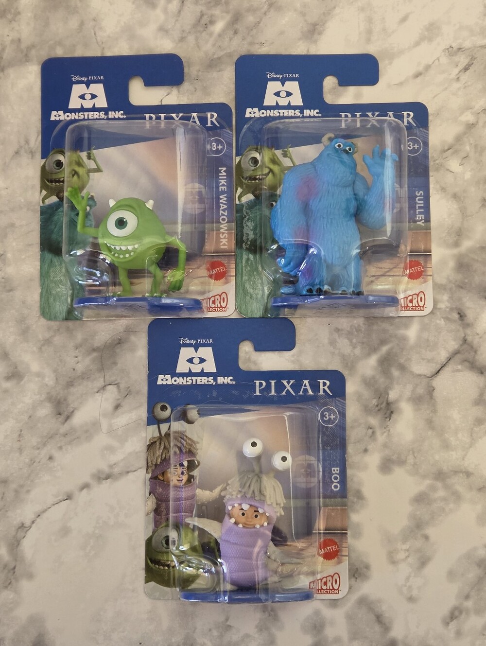 Disney Pixar Monsters, Inc. Mike, Sulley & Boo Toy Figures - Green & Blue